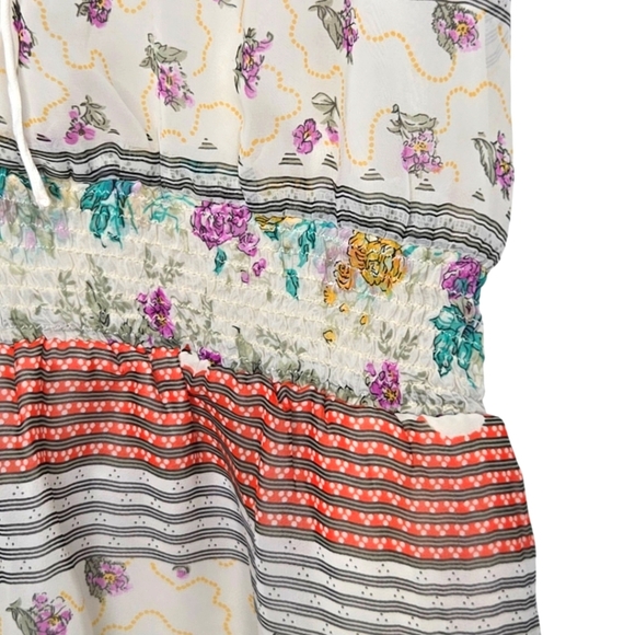 Free People Falling For Georgette Boho Mixed Print Chiffon Mini Dress Size XS - Picture 3 of 9